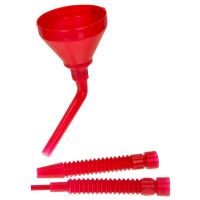 Funil de plástico, tubo flexível