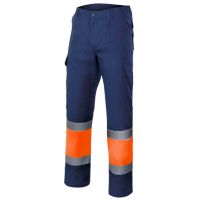 Calças Bicolor de Alta Visibilidade Azul Marinho/Laranja Tamanho XXL