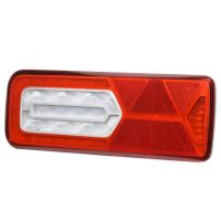 Farol traseiro LED, esq. retangular, 12V, branco/âmbar, de aparafusar, 350x130x40mm, AMP 7 pinos, Vignal