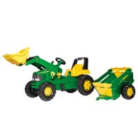 Trator com pedal com carregador frontal e reboque, John Deere, a partir dos 3 anos, RollyJunior by Rolly Toys