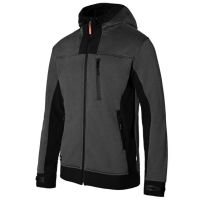 Casaco Softshell Bicolor com Capuz Cinza Escuro Mescla/Preto L