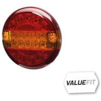 Farol traseiro LED, redondo, 10/30V, vermelho/âmbar, de aparafusar, Ø 140mm, 20 LEDs, Hella ValueFit