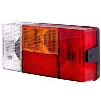 Farol traseiro dir. retangular, 12/24V, vermelho/laranja/branco, de aparafusar, 210x66x108mm, Hella