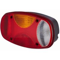 Farol traseiro esq. retangular, 12V, vermelho/branco/âmbar, de aparafusar, 225x122mm, Hella