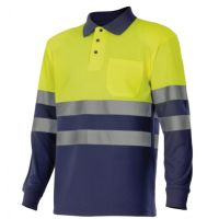 Polo bicolor de manga comprida de alta visibilidade