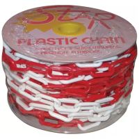 CORRENTE DE PLÁSTICO VERMELHO/BRANCO Ø8MM ROLO DE 25M