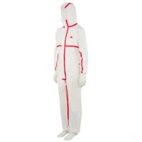 Macacão descartável, adulto, 3XL UK: 46, branco/vermelho, 3M