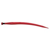 Púa/Diente cargador frontal curvo, Ø37x660mm, porca M22x1.5mm secção dupla-T, extremidade apontada, vermelho,