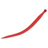 Púa/Diente cargador frontal curvo, Ø37x770mm, porca M22x1.5mm secção dupla-T, extremidade apontada, vermelho,