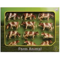 Conjunto de vacas malhadas, castanho e branco (12 pçs)