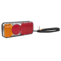 Farol traseiro LED multifunções, retangular, 12-24V, 200.5x85x40mm,