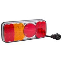 Farol traseiro LED esq. multifunções, retangular, 12-24V, 200.5x85x40mm,