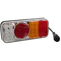 Farol traseiro dir. LED multifunções, retangular, 12-24V, 200.5x85x40mm, 5 pinos,