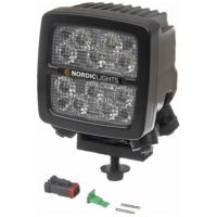 Luz de trabalho LED, 50W, 6700lm, quadrado, 12/24V, branco, de aparafusar, 108x108x143mm, Deutsch 2 pinos, feixe largo, 10 LEDs, Scorpius XTR N4401 by Nordic Lights