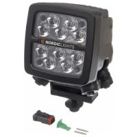 Luz de trabalho LED, 50W, 6700lm, quadrado, 12/24V, branco, de aparafusar, 108x108x143mm, Deutsch 2 pinos, feixe alto, 10 LEDs, Scorpius XTR N4401 by Nordic Lights