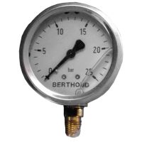 MANÓMETRO INOX GLICERINA 0 - 25 BAR 63 MM 1/4" RADIAL BERTHOUD