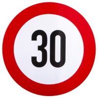 Sinalização adesiva de limite de velocidade 30km/h
