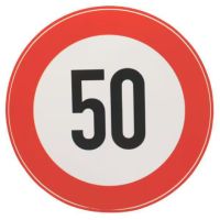 Sinalização adesiva de limite de velocidade: 50 km/h