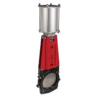 Válvula de guilhotina de 6", acionamento pneumático com flange quadrada