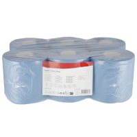 Rolo de papel azul, 19cm x 150m, 2 folhas, diâmetro exterior de 200mm, almofadado, 6 rolos