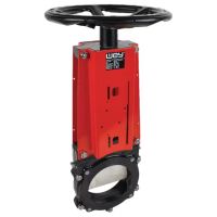 Válvula de guilhotina de 6", com flange quadrada e volante de acionamento