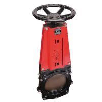 Válvula de guilhotina de 6", com flange quadrada e volante de acionamento