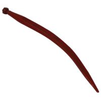 Púa/Diente cargador frontal curvo, Ø37x680mm, porca M22x1.5mm secção dupla-T, extremidade apontada, preto, BPT