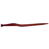 Dente de carregador deslocado a 38mm, Ø36x600mm, porca M22x1.5mm, secção quadrada, extremidade apontada, vermelho, adequado Weidemann, SHW