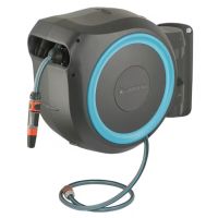 Caixa de mangueira montada na parede RollUp XL, 25m 1/2" com pulverizador