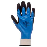 Luvas de trabalho nylon/poliéster, azul/preto 25,5cm de comprimento 9/L Foam Grip by Showa