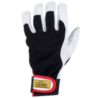Luvas de trabalho em couro/algodão branco-preto, tamanho 11/2 XL Protect by