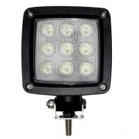 Luz de trabalho LED, 27 W, 3000 lm, quadrada, branca, 10/30 V, 100x100x81 mm, ficha Deutsch, feixe largo, 9 LED