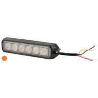 Luz de aviso LED, 18W, 12-24V, âmbar, de aparafusar, 128x28x19mm, 6 LEDs,