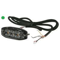 Luz de aviso intermitente LED, retangular, 10/30V, verde, 82x30x9mm, 3 LED,