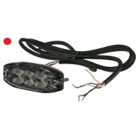 Luz de aviso intermitente LED, retangular, 10/30V, vermelho, 82x30x9mm, 3 LED,