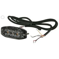 Luz de aviso intermitente LED, retangular, 10/30V, branco, 82x30x9mm, 3 LED,