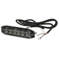 Luz de aviso intermitente LED, retangular, 10/30V, laranja, 130x30x7mm, 6 LED,