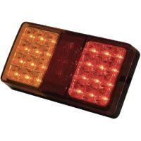 Farol traseiro LED, esq. retangular, 12/24V, vermelho/laranja, de aparafusar, 150x27x80mm, 24 LEDs
