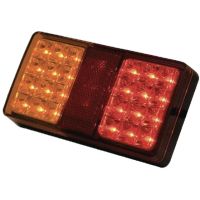 Farol traseiro LED, esq. retangular, 12/24V, vermelho/laranja, de aparafusar, 150x27x80mm, 24 LEDs