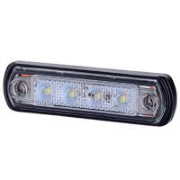 Luz de sinalização LED, 0.5/1W, retangular, 12/24V, branco, 82x31x15mm, 4 LEDs,