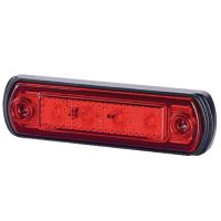 Luz de sinalização LED, 0.5/1W, retangular, 12/24V, vermelho, 82x31x15mm, 4 LEDs,