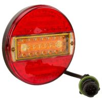 Luz traseira multifunções LED, redonda, 12-24V, Ø 140mm, 7-pinos,