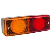Farol traseiro LED multifunções, retangular, 12-24V, 200x70x60mm, 5 pinos,