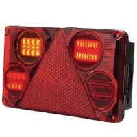 Farol traseiro LED esq. multifunções, retangular, 12-24V, 232x142x59mm,