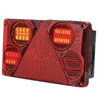 Farol traseiro esq. LED multifunções, retangular, 12-24V, 232x142x59mm, 5 pinos,