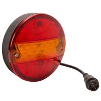 Farol traseiro LED multifunções, redondo, 12V(resistência integrada), Ø 142mm, 5 pinos,