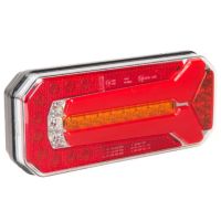 Farol traseiro LED multifunções, retangular, 12-24V, 236x104x61.5mm, 5 pinos,