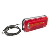 Farol traseiro LED multifunções, retangular, 12-24V, 236x104x61.5mm,