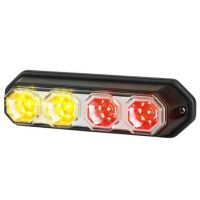 Farol traseiro LED, retangular, 12/24V, vermelho/laranja, 147x37x42mm, 4 LEDs,