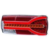 Farol traseiro dir. LED, retangular, 12/24V, branco/laranja/vermelho, 304x132x48mm,
